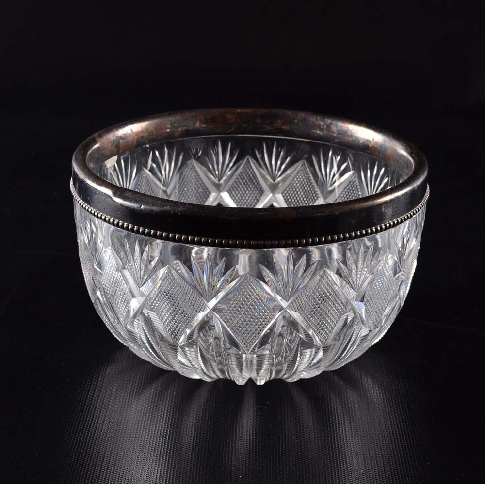 Gorham Sterling Silver Rimmed Lead Glass Bowl