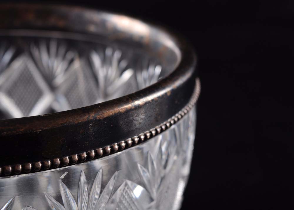 Gorham Sterling Silver Rimmed Lead Glass Bowl