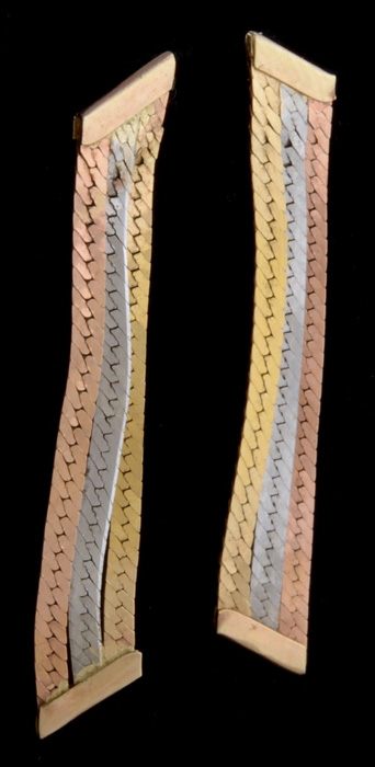 Pair of 14K Tri-Tone Pierced Earrings