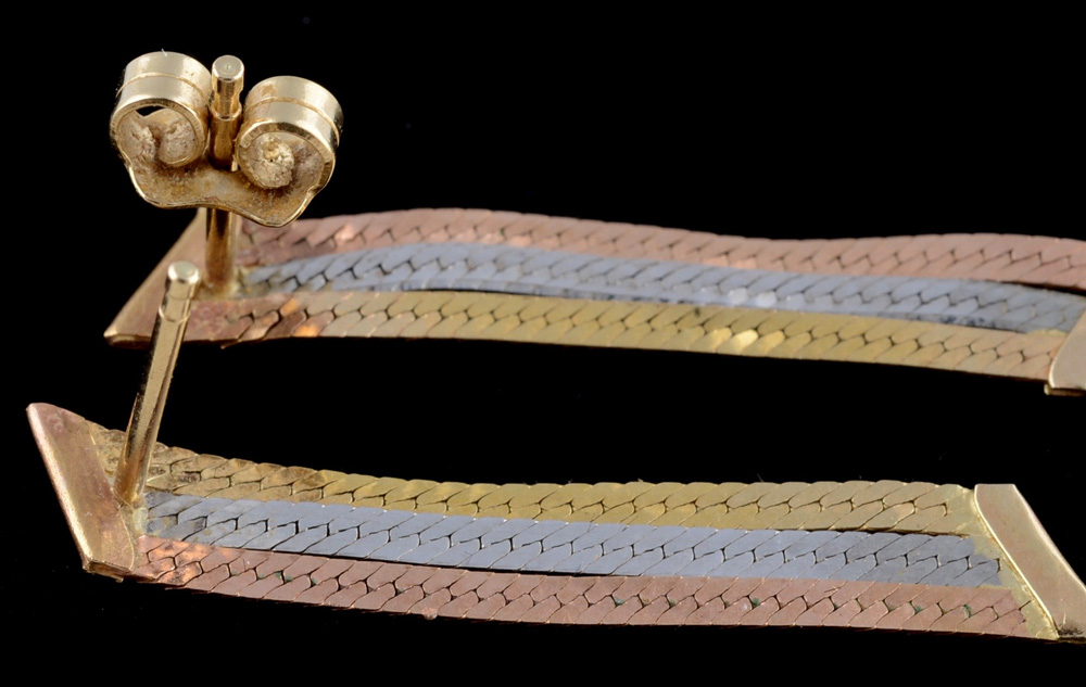 Pair of 14K Tri-Tone Pierced Earrings