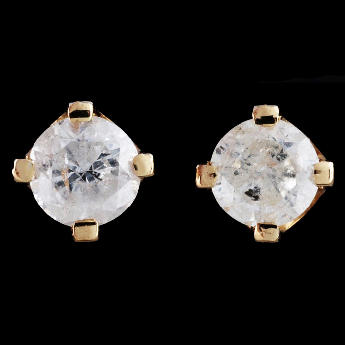 Pair of 14K Yellow Gold Diamond Studs