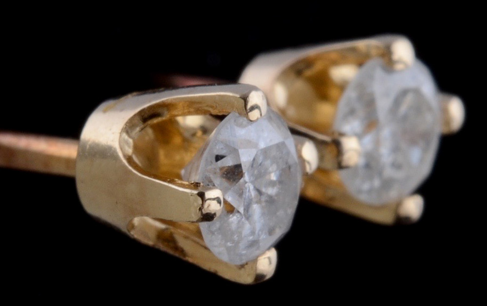 Pair of 14K Yellow Gold Diamond Studs