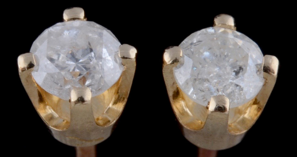 Pair of 14K Yellow Gold Diamond Studs