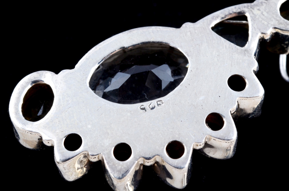 Pair of Sterling Silver Multi-Color Gemstone Dangle Earrings