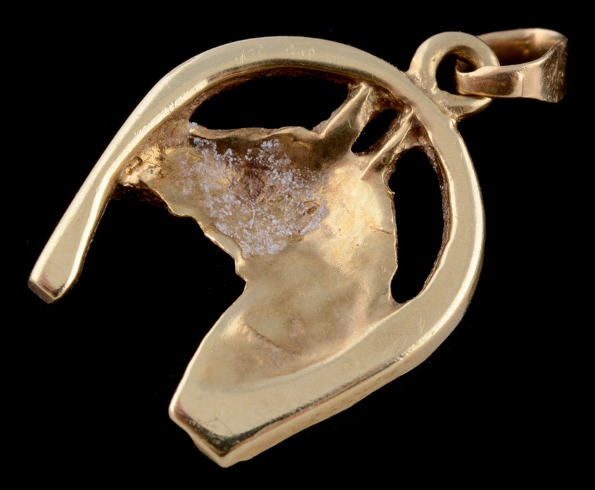 14K Yellow Gold Dangle Horseshoe Charm Pendant