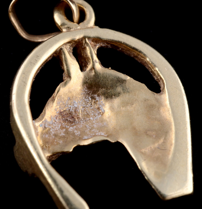 14K Yellow Gold Dangle Horseshoe Charm Pendant