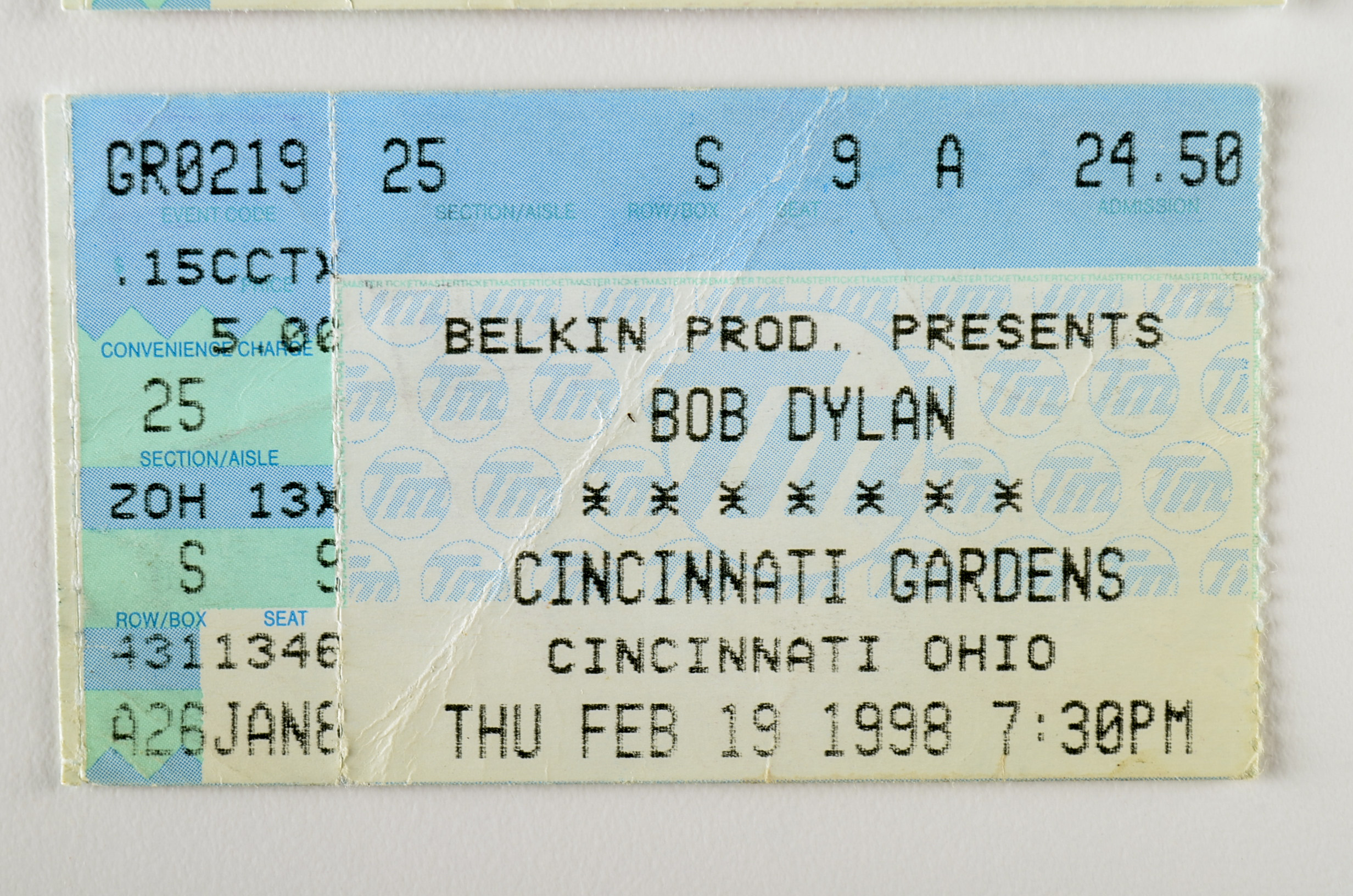 Three 1998 Bob Dylan Concert Tickets