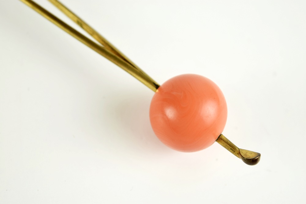 Rare Japanese Sango Coral Kanzashi (Hair Pin) and Beads in Original Box