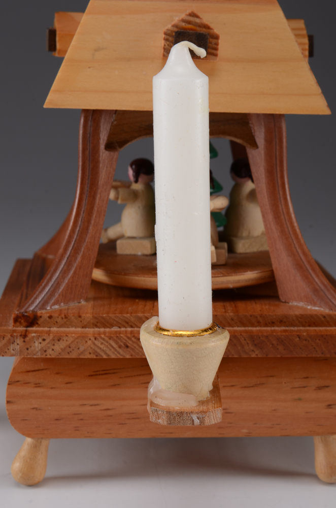German-Style Wooden Christmas Pyramid Music Box