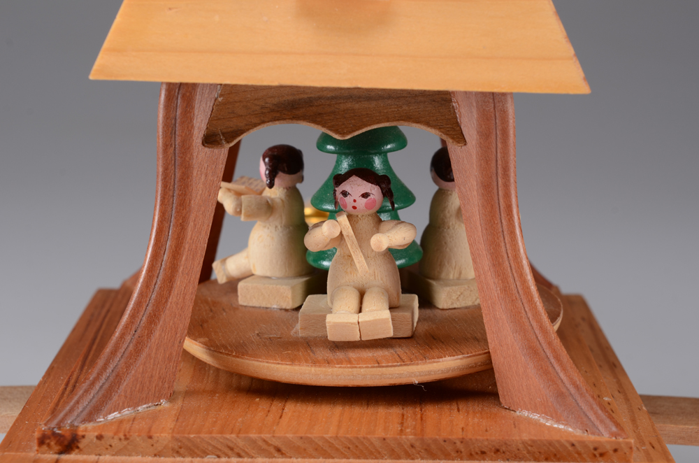 German-Style Wooden Christmas Pyramid Music Box