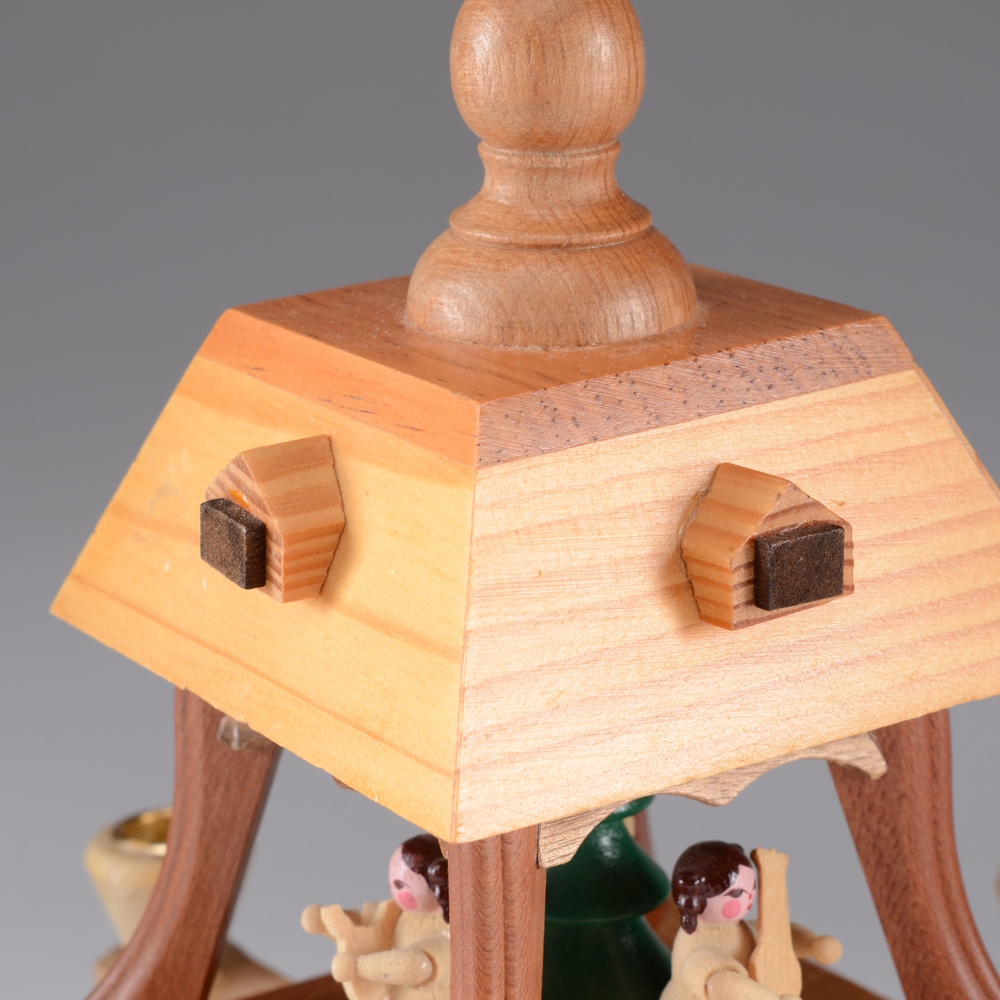 German-Style Wooden Christmas Pyramid Music Box