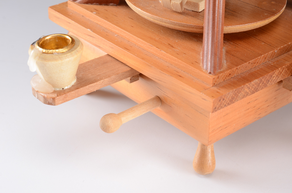 German-Style Wooden Christmas Pyramid Music Box