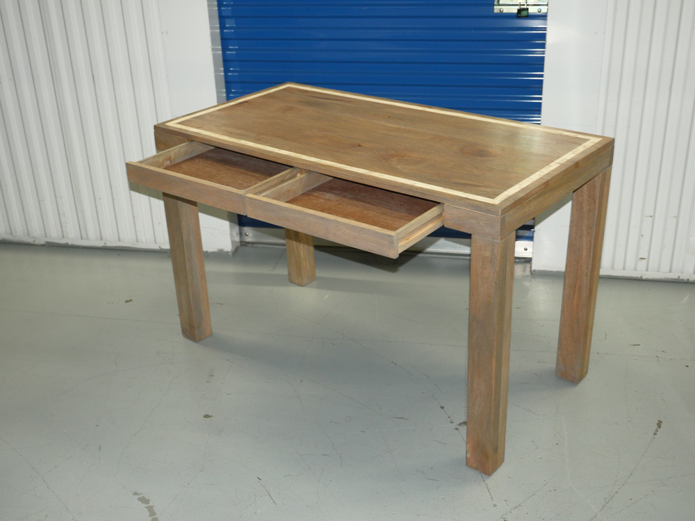 Wooden Desk with White Inlay Detail