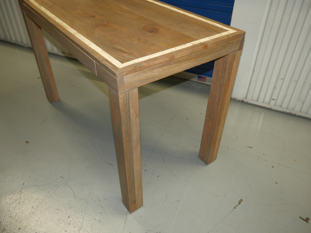 Wooden Desk with White Inlay Detail