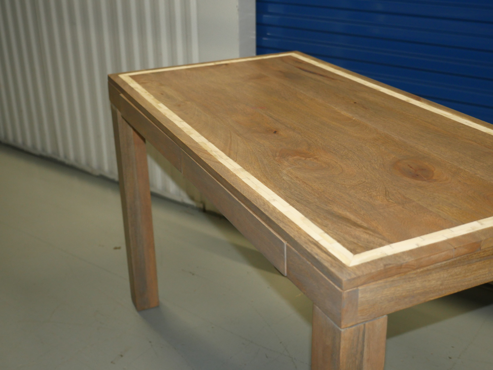 Wooden Desk with White Inlay Detail