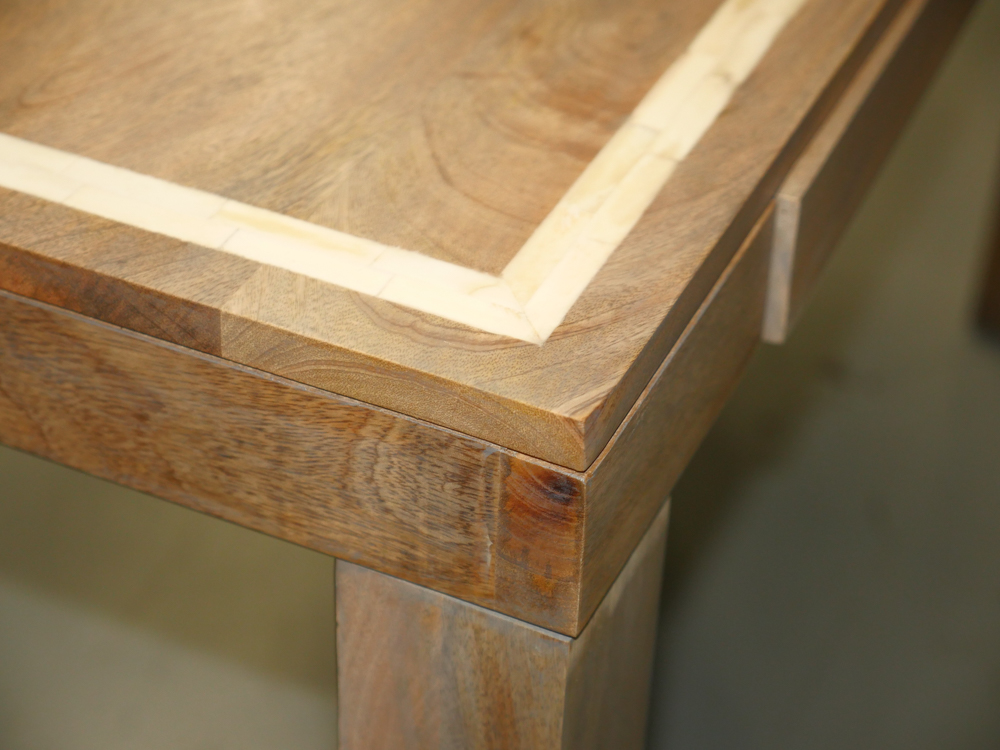 Wooden Desk with White Inlay Detail