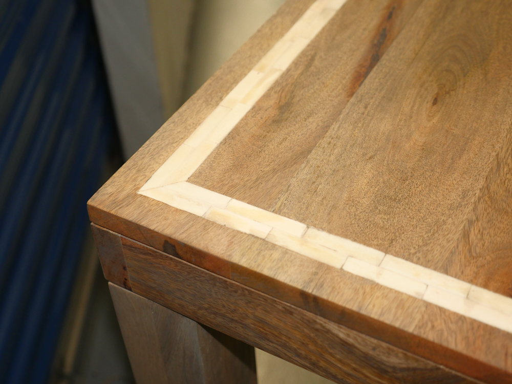 Wooden Desk with White Inlay Detail
