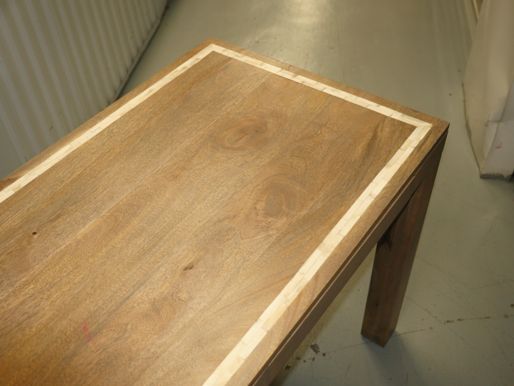 Wooden Desk with White Inlay Detail