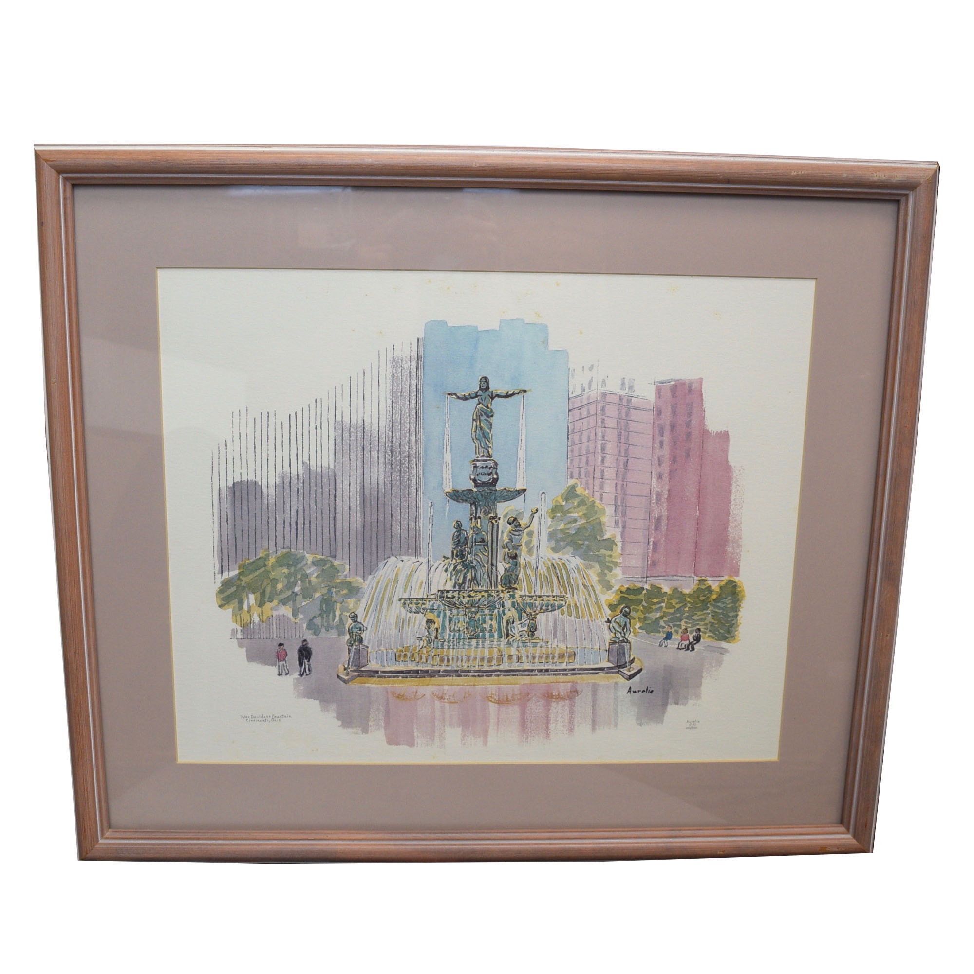 Aurelie Flynn 'Tyler Davidson Fountain' Limited Edition Lithograph