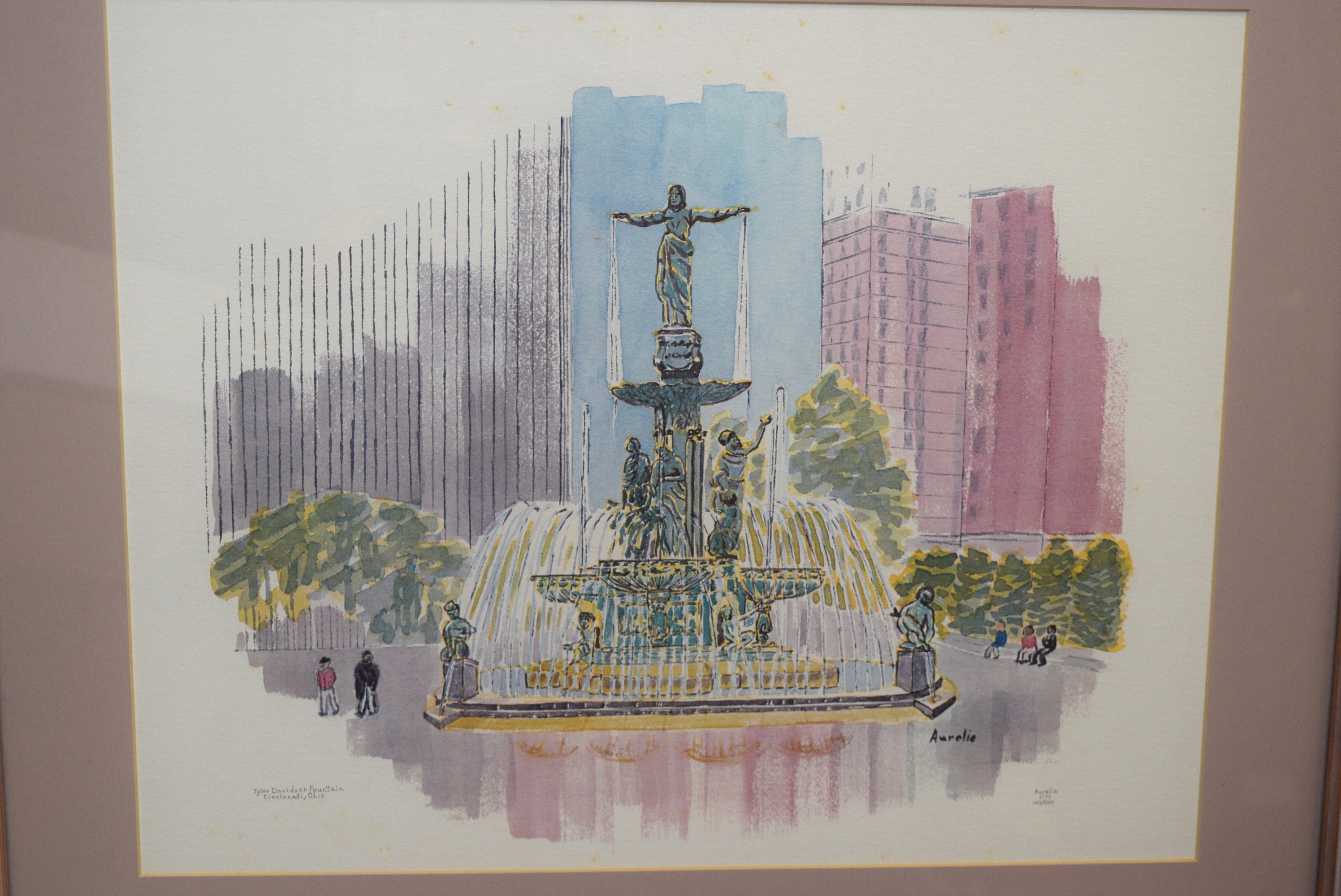 Aurelie Flynn 'Tyler Davidson Fountain' Limited Edition Lithograph