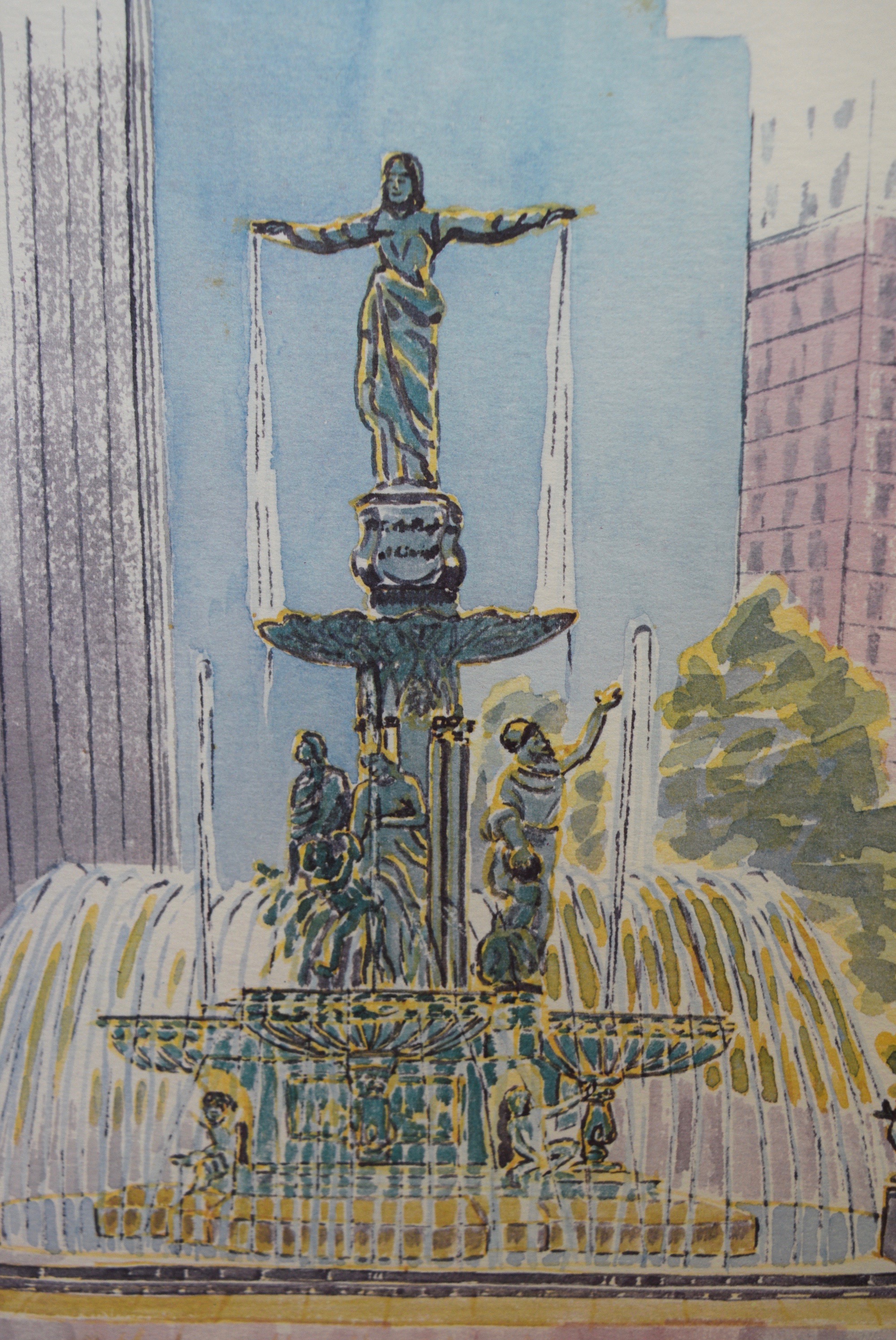 Aurelie Flynn 'Tyler Davidson Fountain' Limited Edition Lithograph