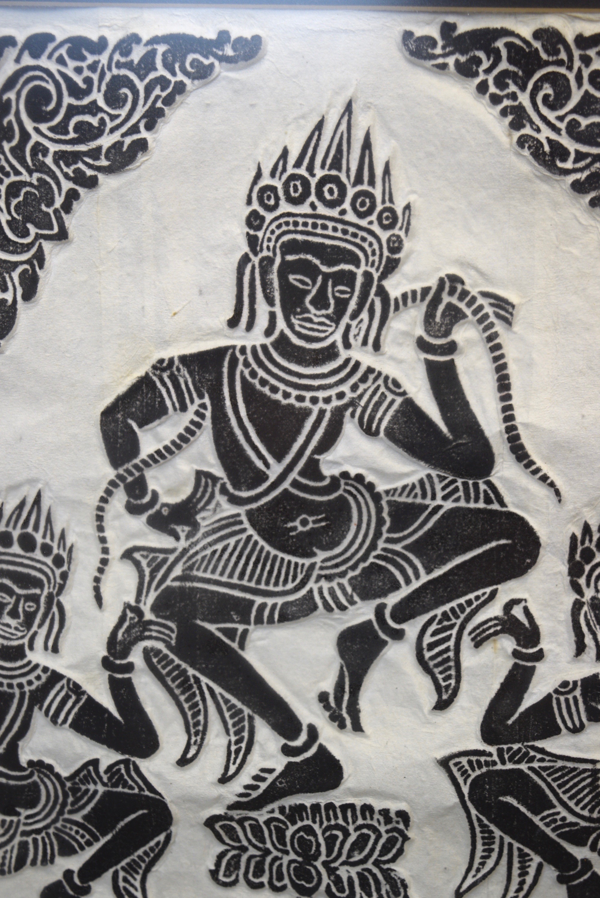 Cambodian Temple Rubbing Depicting Dancing Apsaras