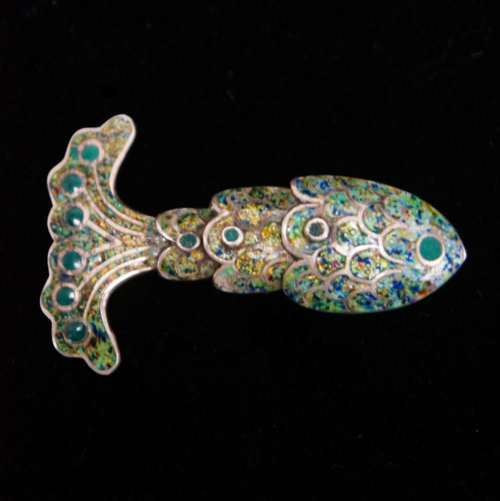 Vintage Margot de Taxco Sterling Silver Enameled Pin