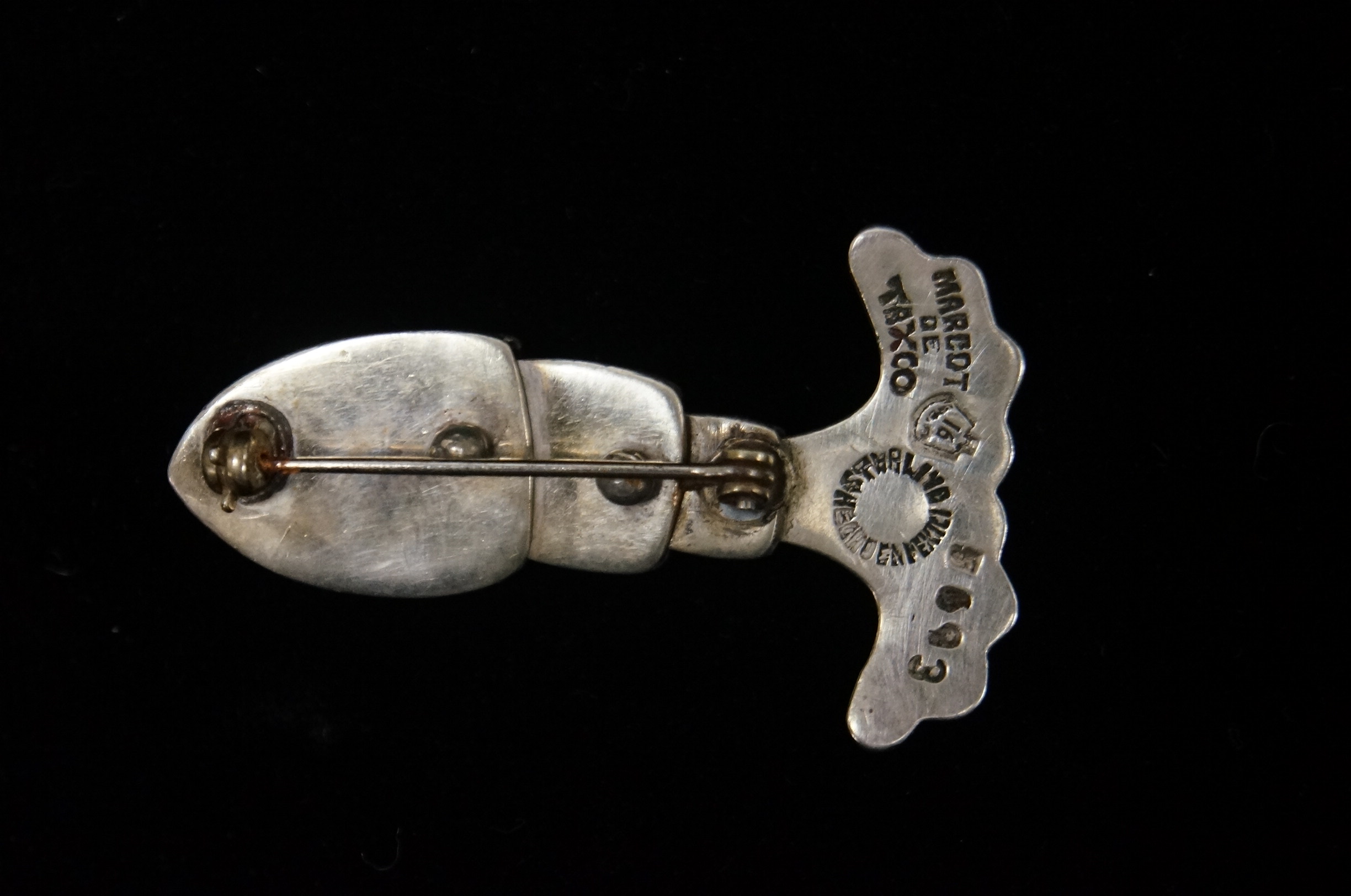 Vintage Margot de Taxco Sterling Silver Enameled Pin