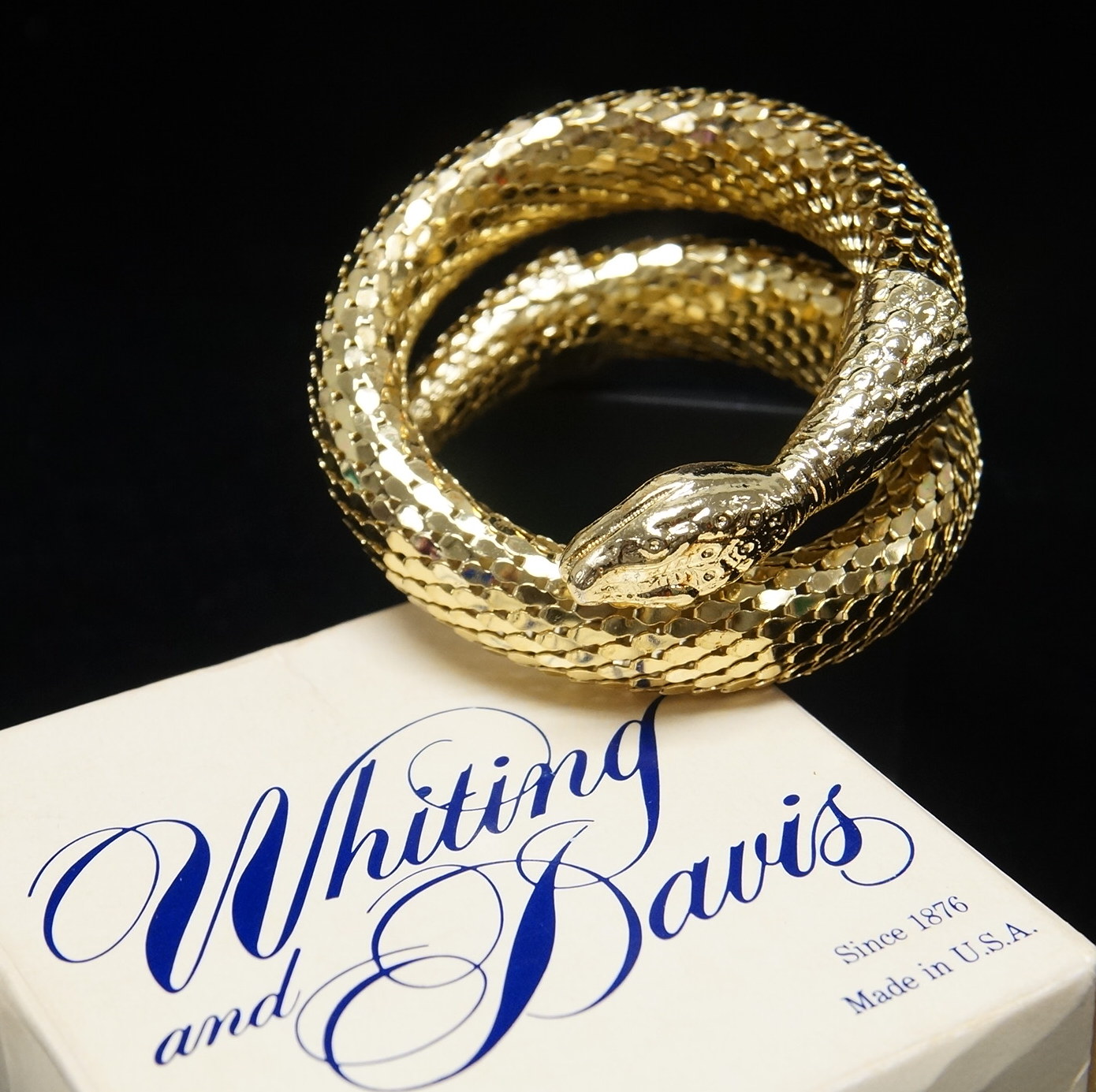 Whiting & Davis Gold Tone Snake Coil Bracelet