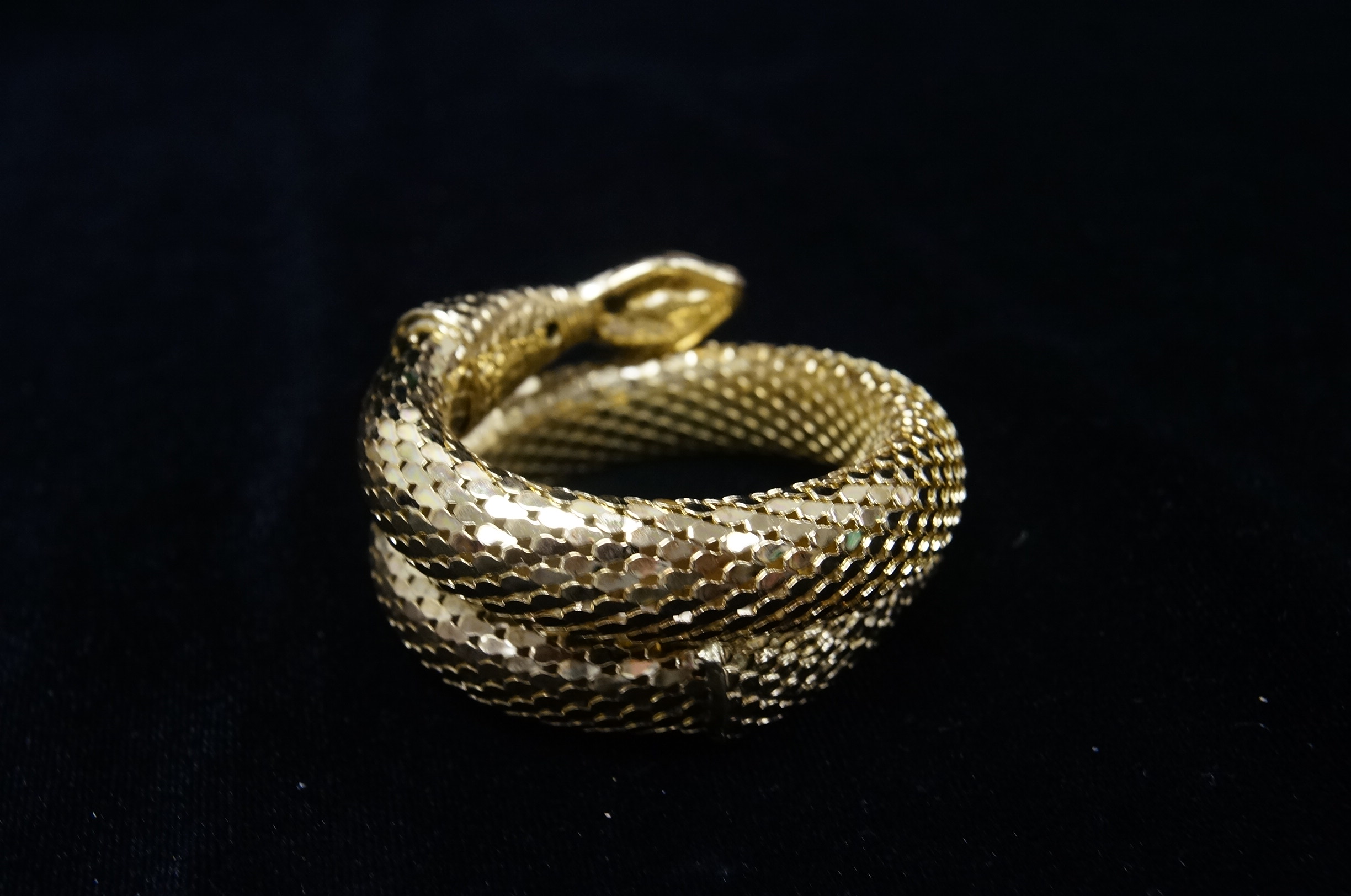 Whiting & Davis Gold Tone Snake Coil Bracelet