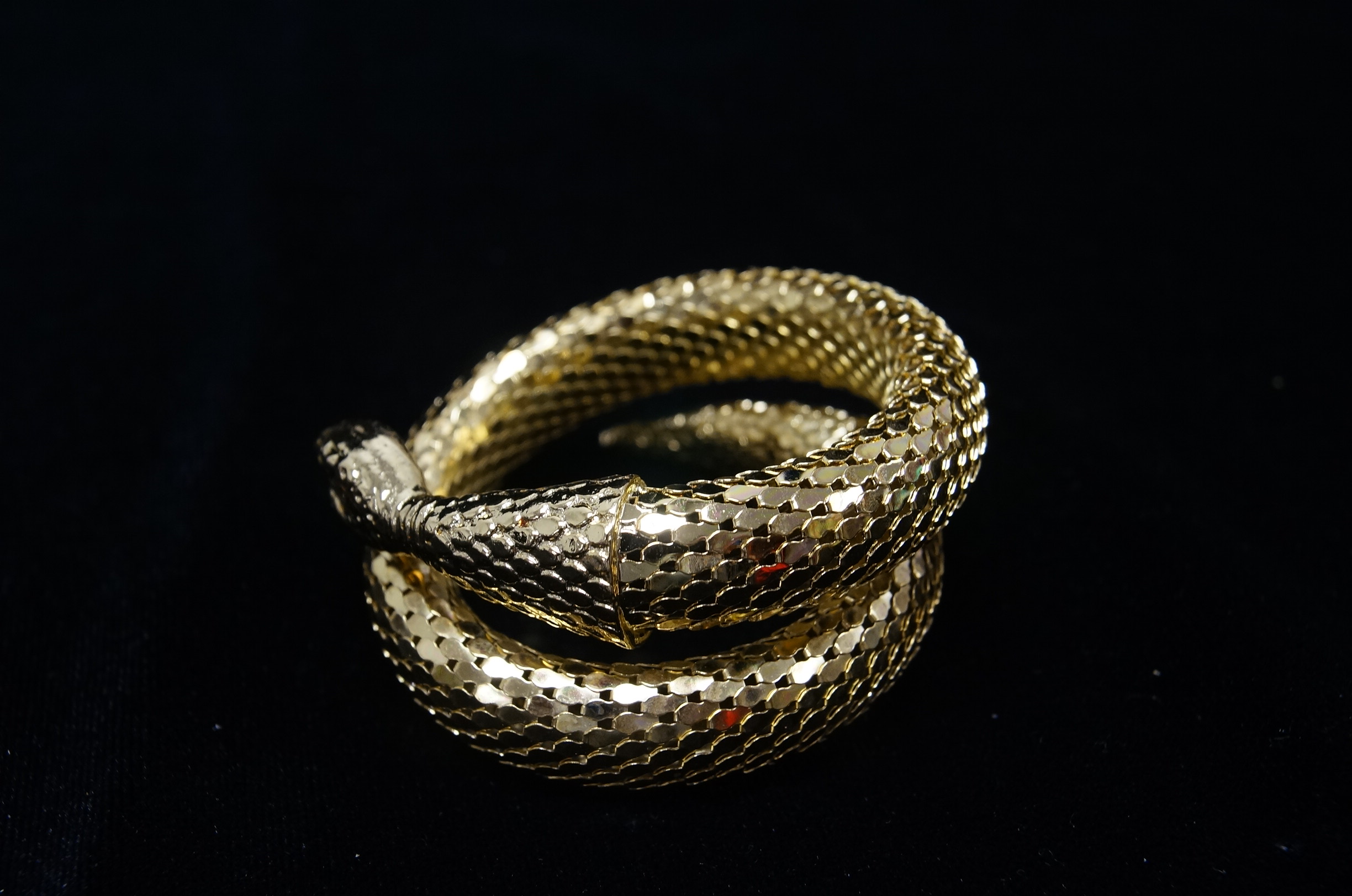 Whiting & Davis Gold Tone Snake Coil Bracelet
