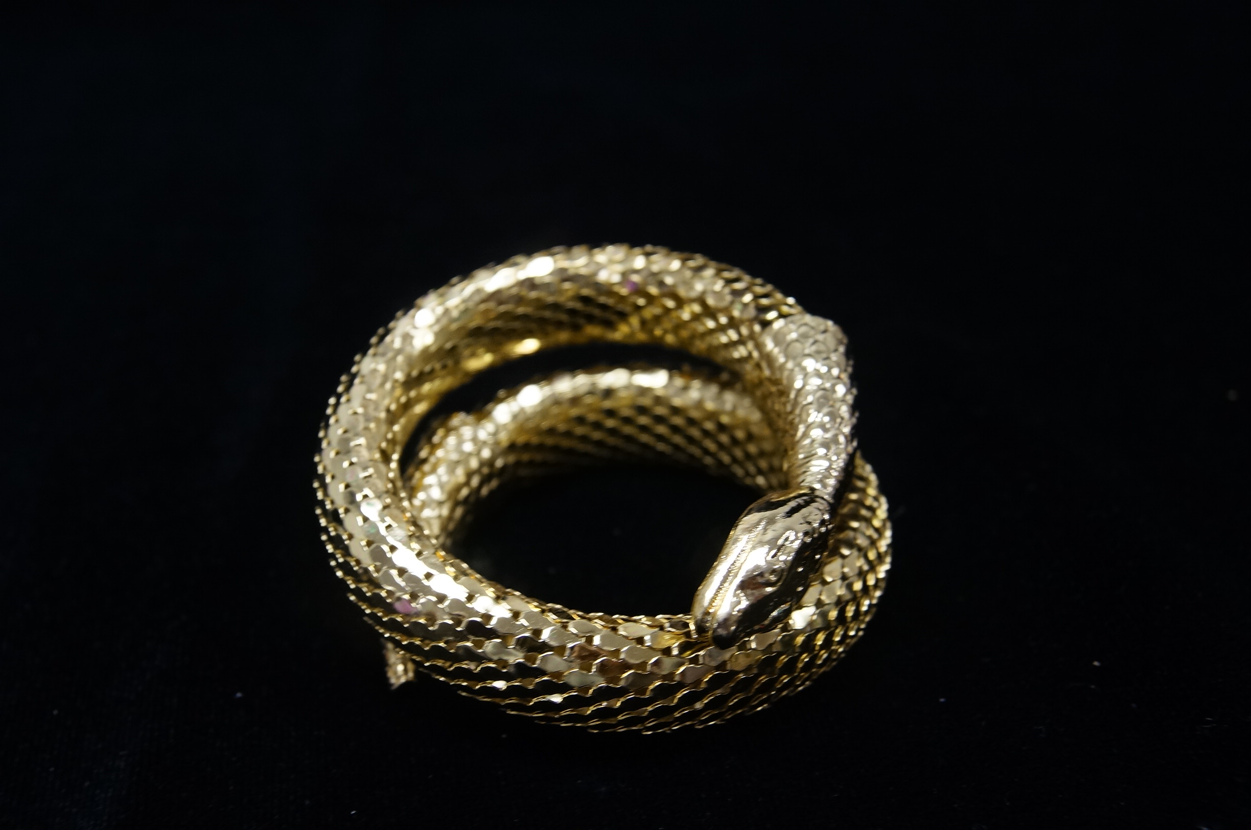 Whiting & Davis Gold Tone Snake Coil Bracelet