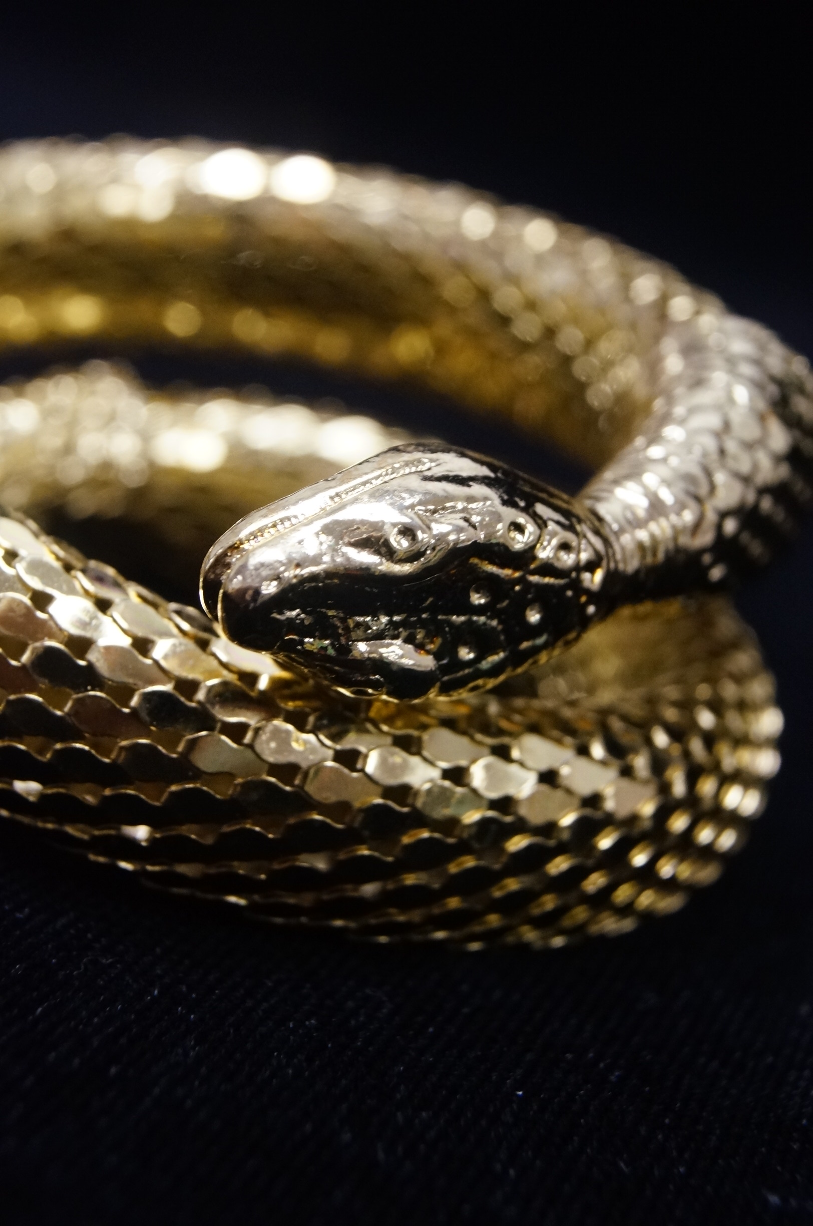 Whiting & Davis Gold Tone Snake Coil Bracelet