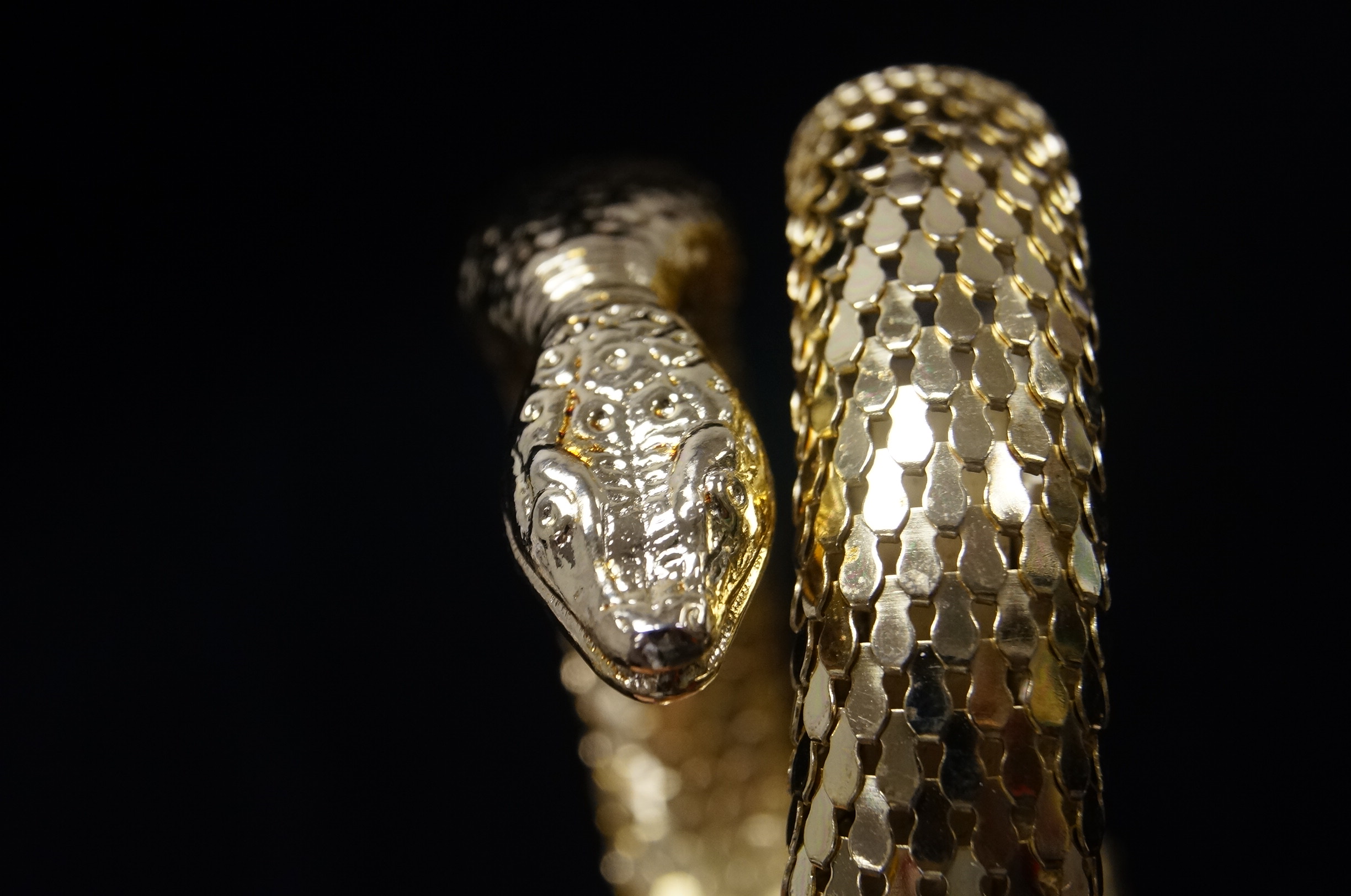 Whiting & Davis Gold Tone Snake Coil Bracelet