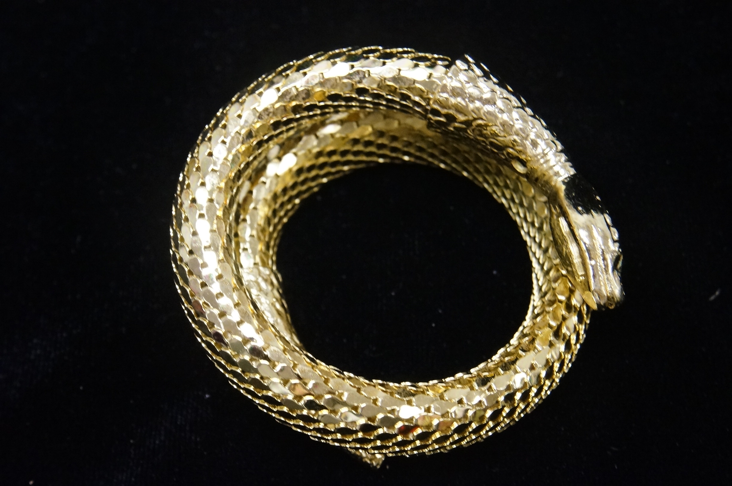 Whiting & Davis Gold Tone Snake Coil Bracelet