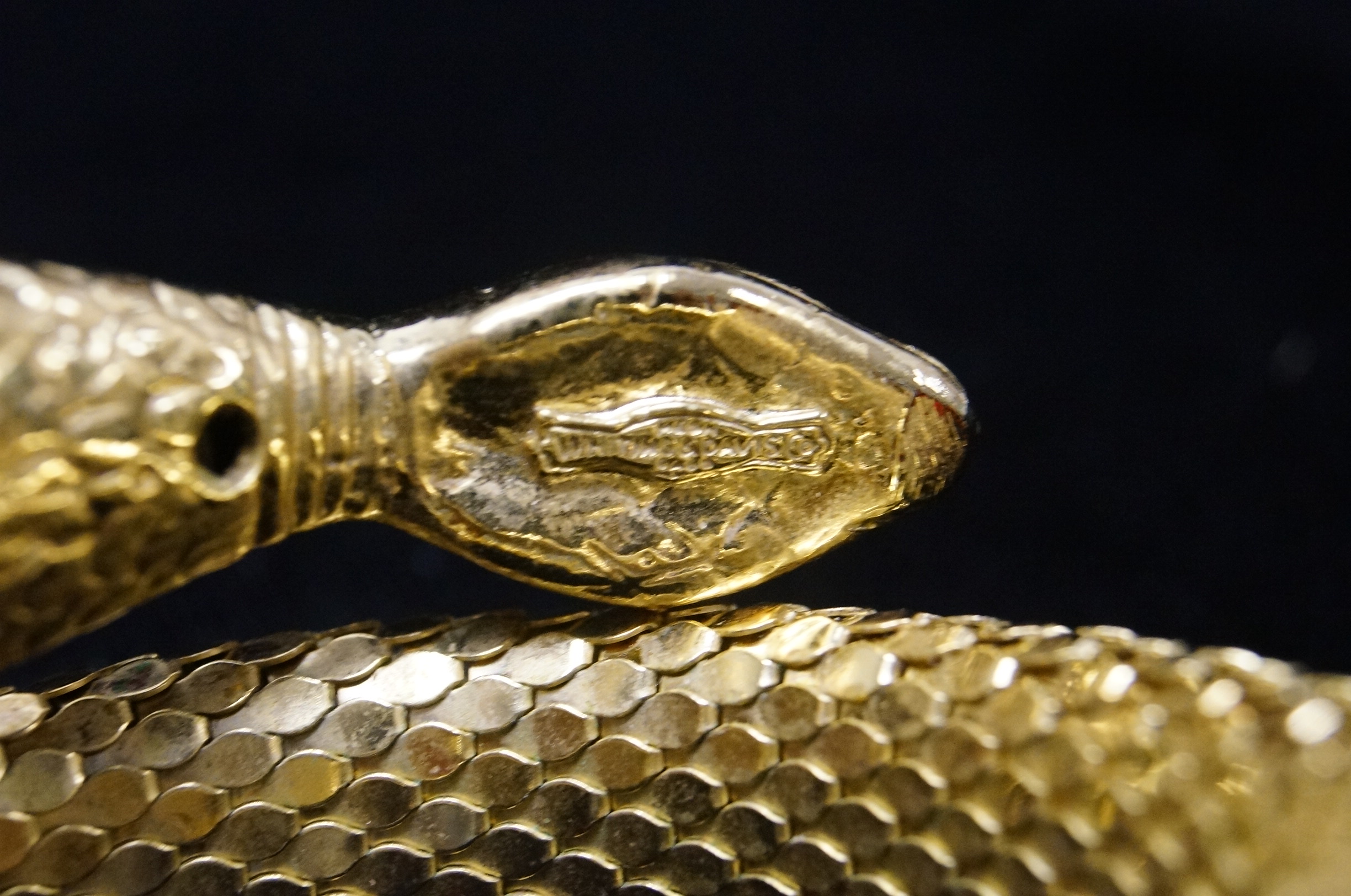 Whiting & Davis Gold Tone Snake Coil Bracelet