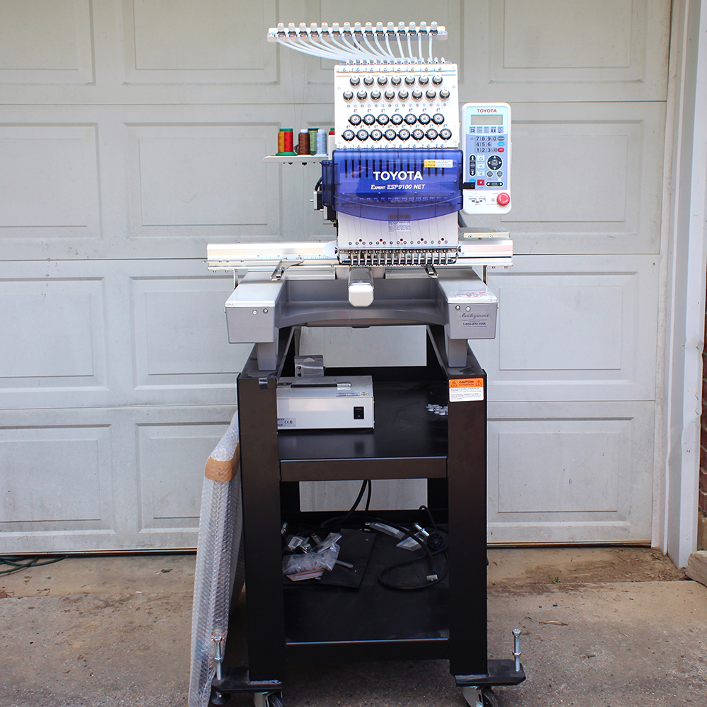 Toyota Expert ESP9100 Net Embroidery Machine with Cart and Attachments