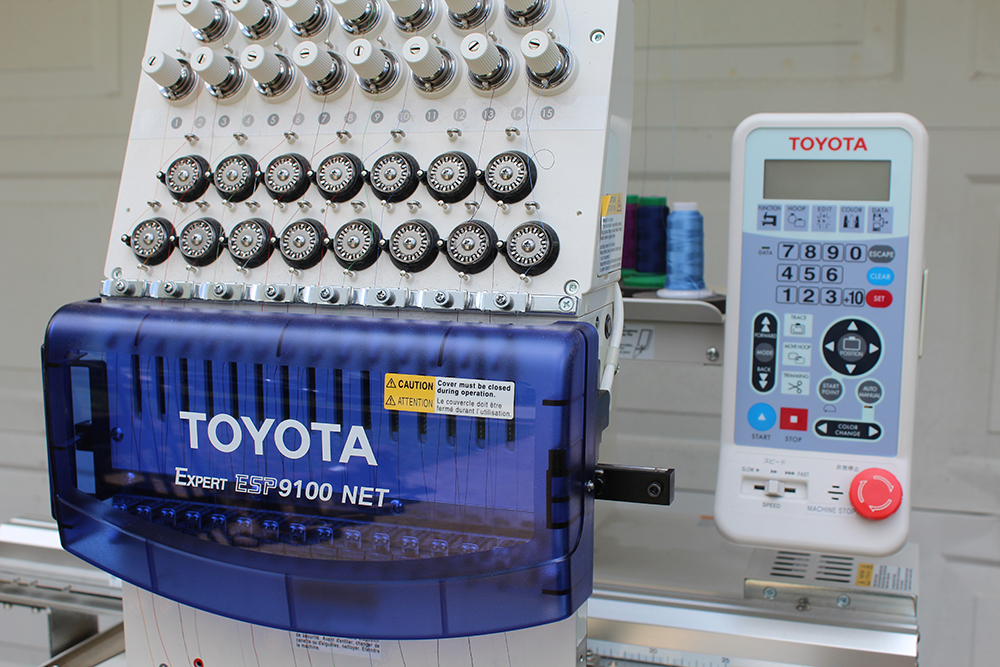 Toyota Expert ESP9100 Net Embroidery Machine with Cart and Attachments