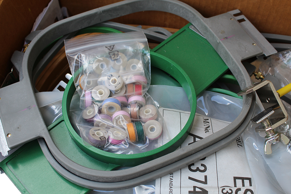 Toyota Expert ESP9100 Net Embroidery Machine with Cart and Attachments