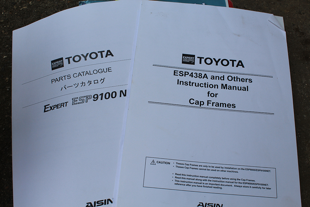 Toyota Expert ESP9100 Net Embroidery Machine with Cart and Attachments