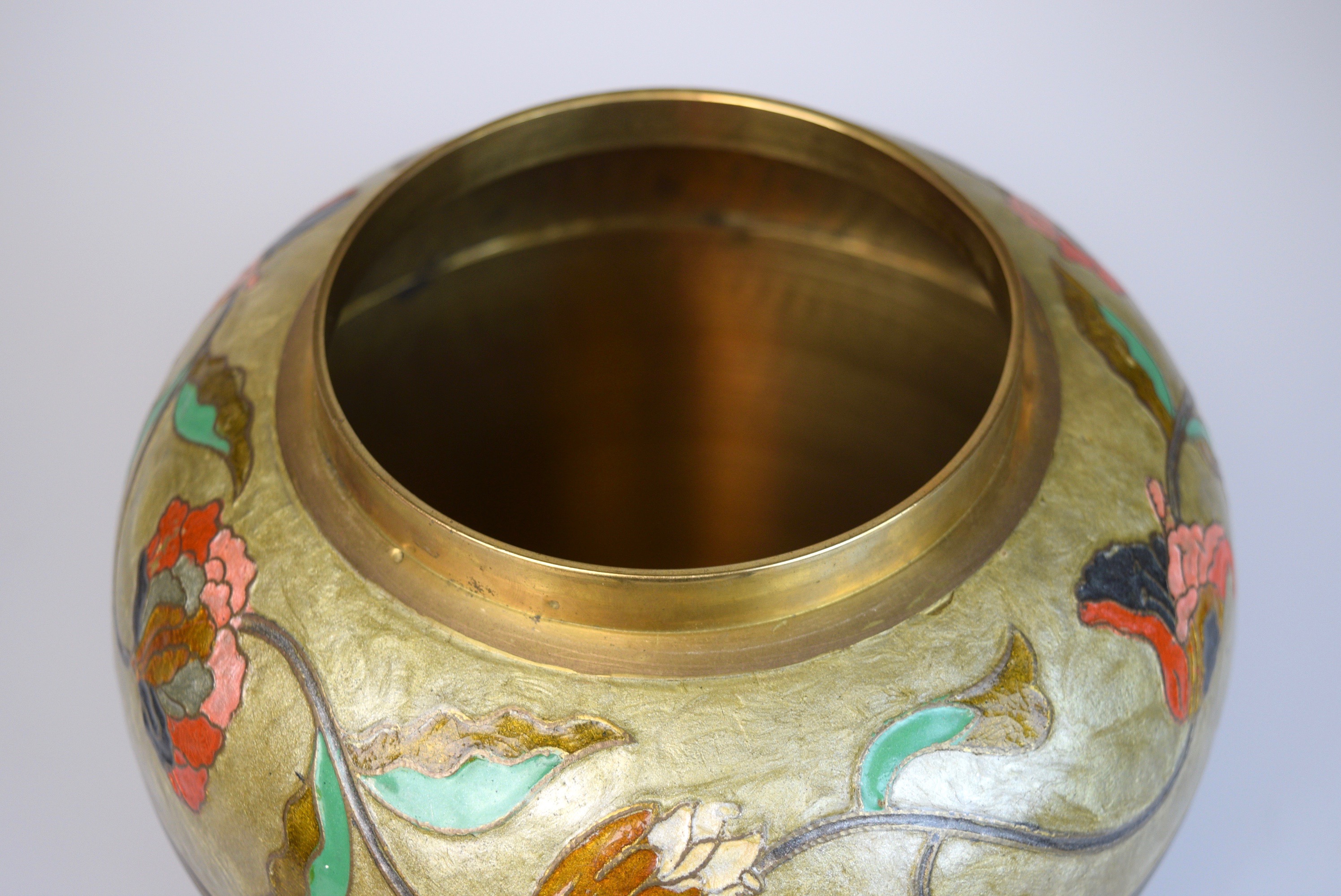 Indian Enamel on Brass Jar