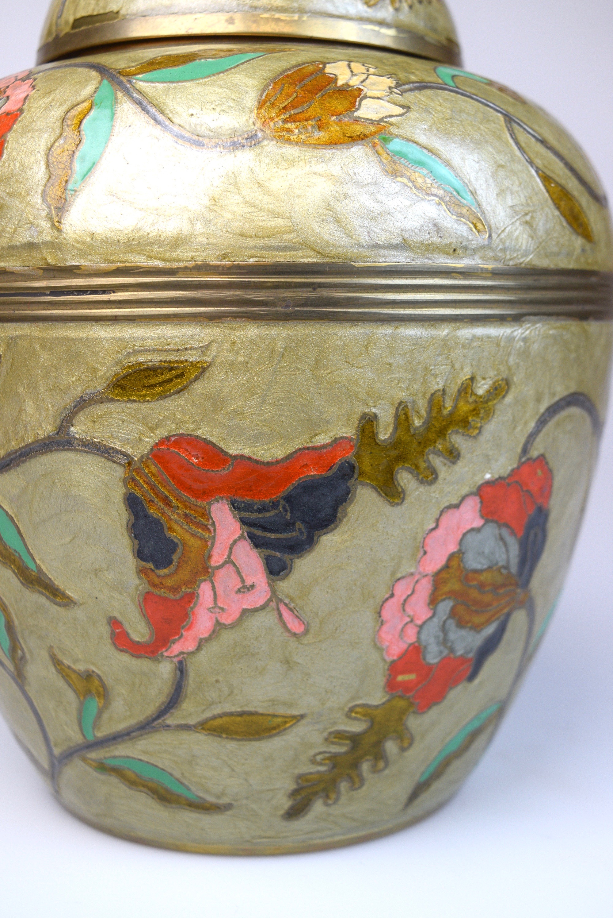 Indian Enamel on Brass Jar
