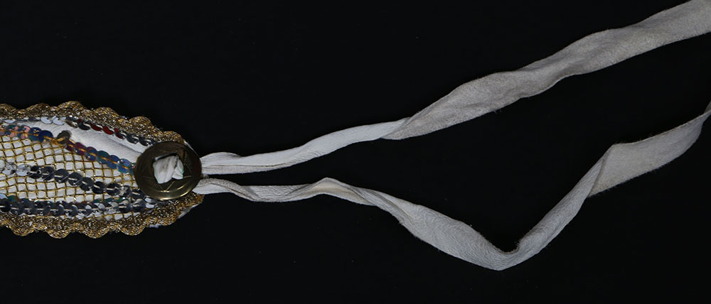 Tanya's Embellished White Leather Halter Dress Stage Ensemble with Fringe