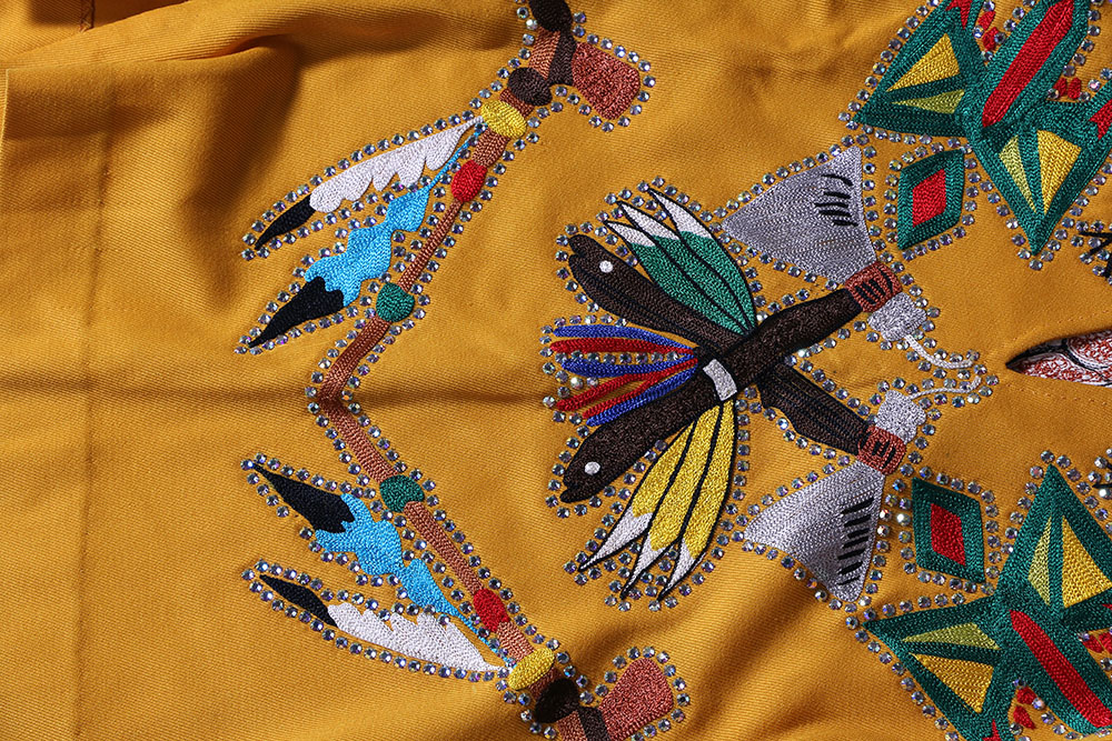70s Vintage Nudie's Rodeo Tailors of North Hollywood, California "Nudie Suit" with Embroidered Native American Motif and Swarovski Crystal Rhinestones