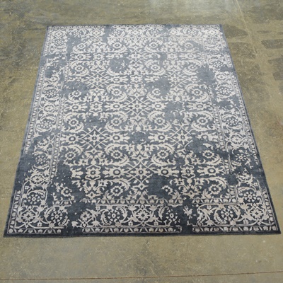 Transitional Japiur India Hand Woven Wool and Viscose Area Rug