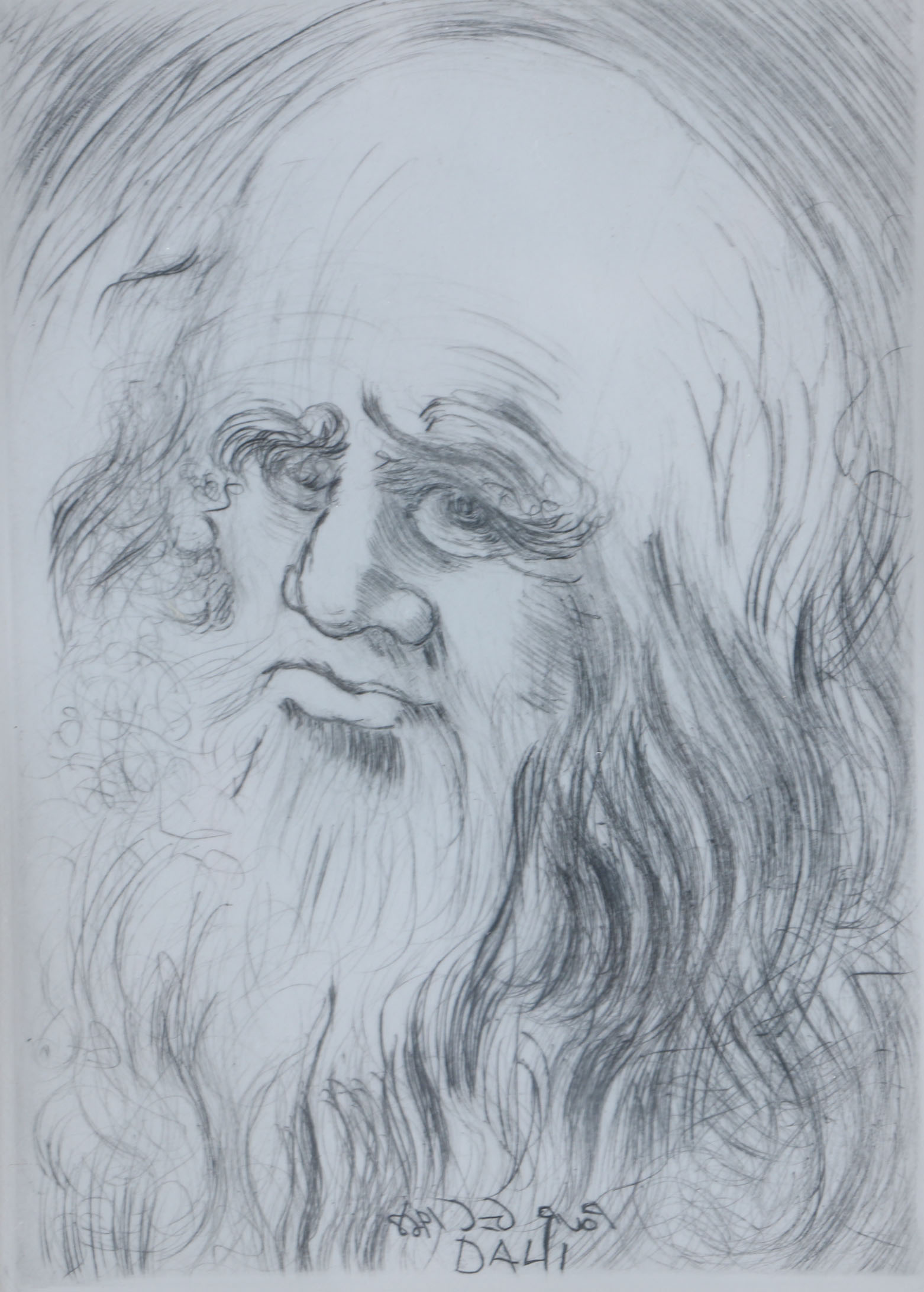 Etching after Salvador Dali's "Leonardo Da Vinci"