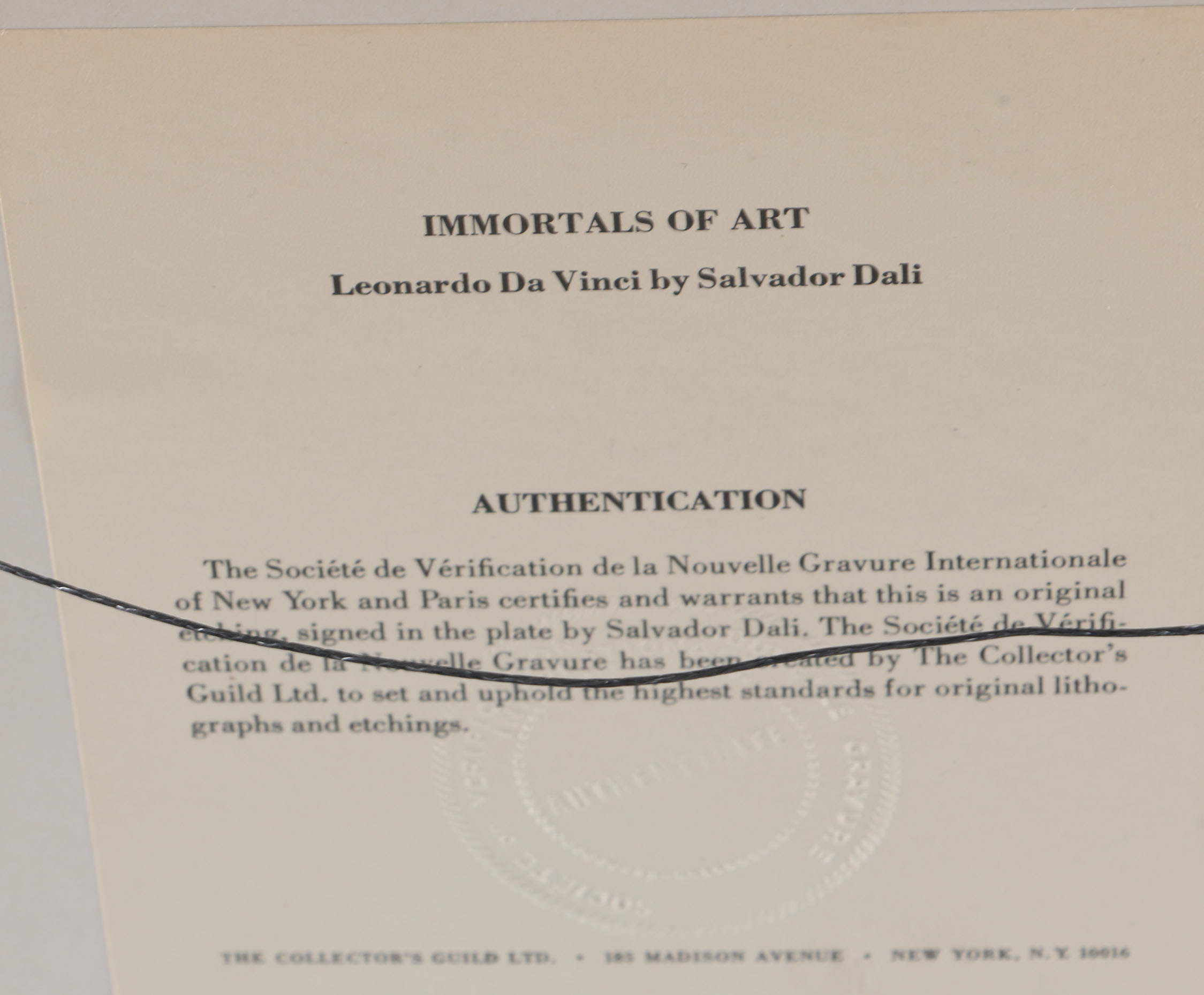 Etching after Salvador Dali's "Leonardo Da Vinci"