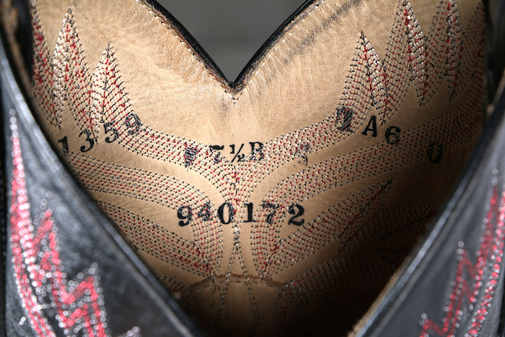 Vintage Larry Mahan of El Paso, Texas Red Snakeskin and Black Leather Cowgirl Boots