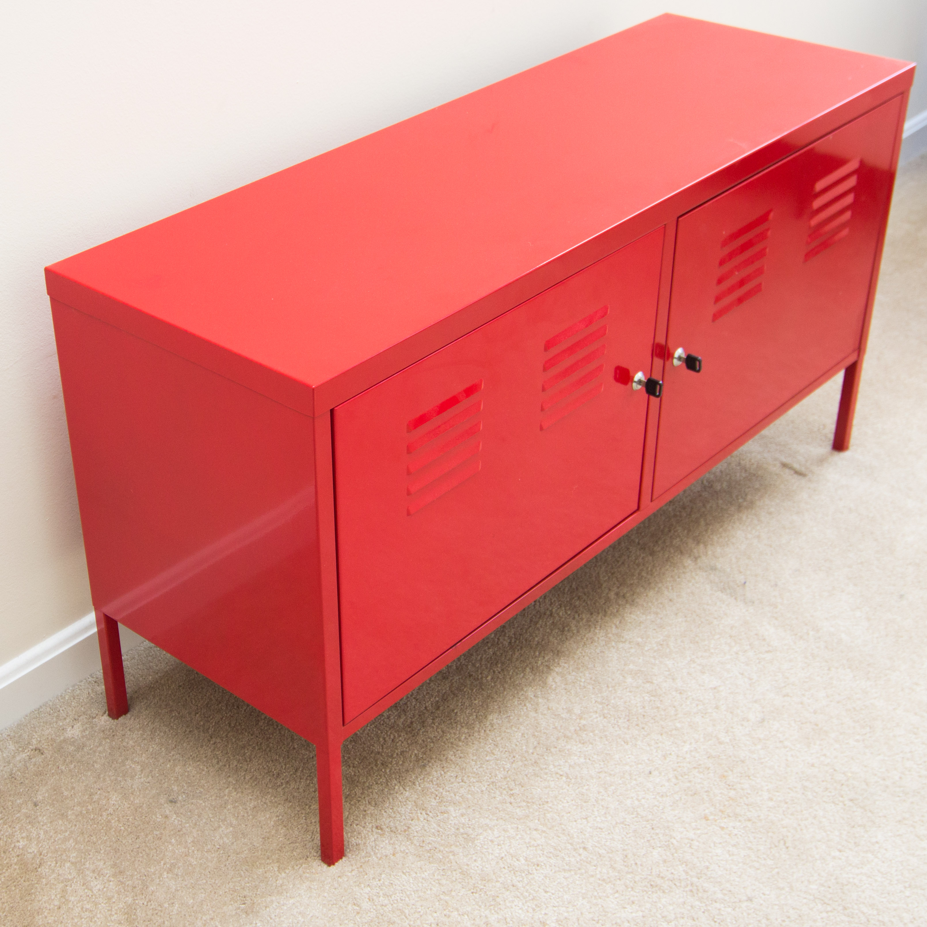 Metal Television Stand with Lockable Doors by Ikea