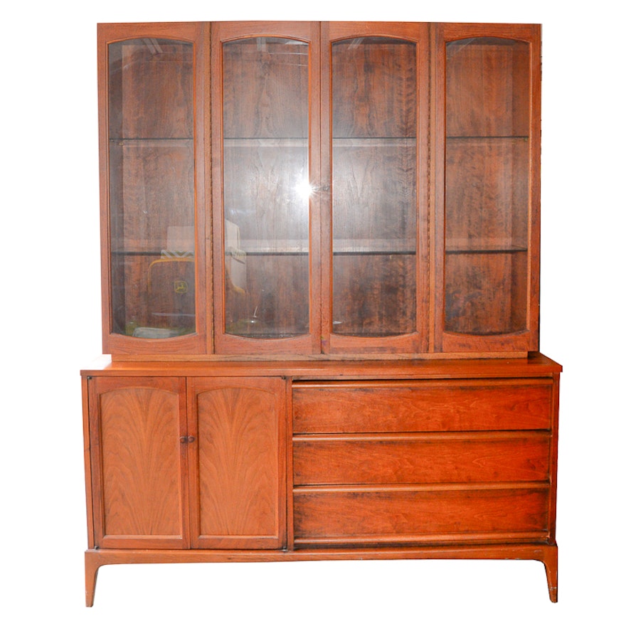 Mid-Century Lane Walnut Buffet and China Cabinet